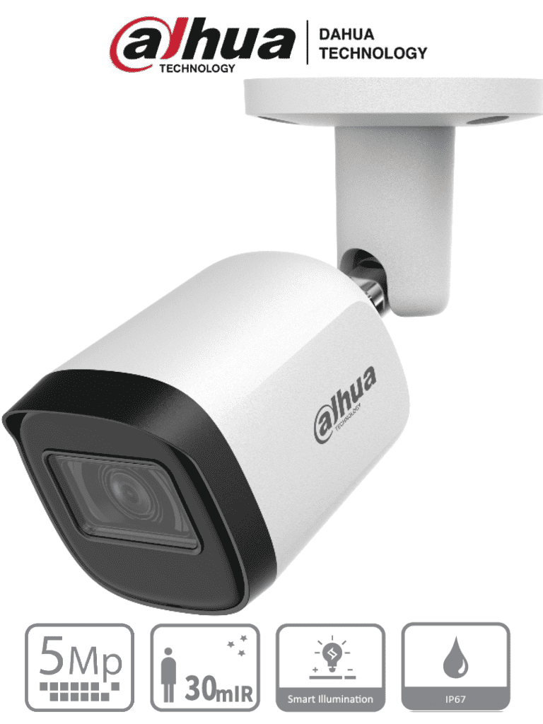 DAHUA HAC-B2A51N-U-28-S2 - Camara Bullet de 5 Megapixeles/ Lente de 2.8mm/ Angulo de visión 106 grados/ IR de 30 Mts/ IP67/ Metalica/ CVI/CVBS/AHD/TVI/ #PCQ2 #VolDH # #VFL