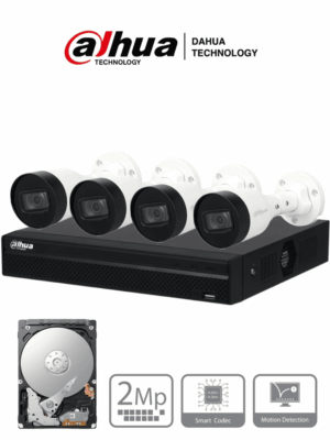 Kit IP de 4 canales con NVR con 4 puertos PoE, 1TB de almacenamiento