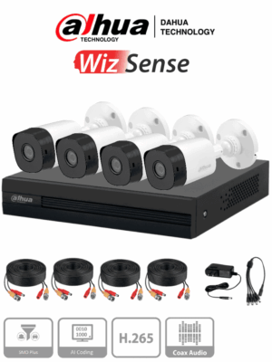 Kit de 4 canales con cámaras B1A11 de 1 MP, lente de 2.8mm y ángulo de visión 93°