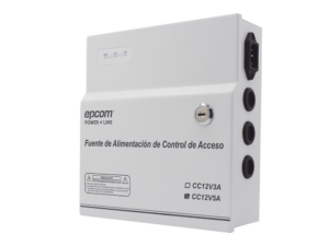 Fuente de Poder / 1 Salida 11-15 Vcc /  5 A / Temporizador Integrado / Con Capacidad de Batería de Respaldo / Requiere Batería / Aplicaciones en sistemas de control de Acceso