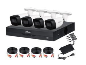 DAHUA KITXVR5104HS4KLI3+4HFW1500CMA- Kit de vigilancia de 4 canales 5 MP con audio y DVR WizSense con reconocimiento facial y H.265+. Soporta 4 canales + 4 IP o hasta 8 IP. Incluye 4 canales SMD Plus para búsqueda de humanos y vehículos #5MP