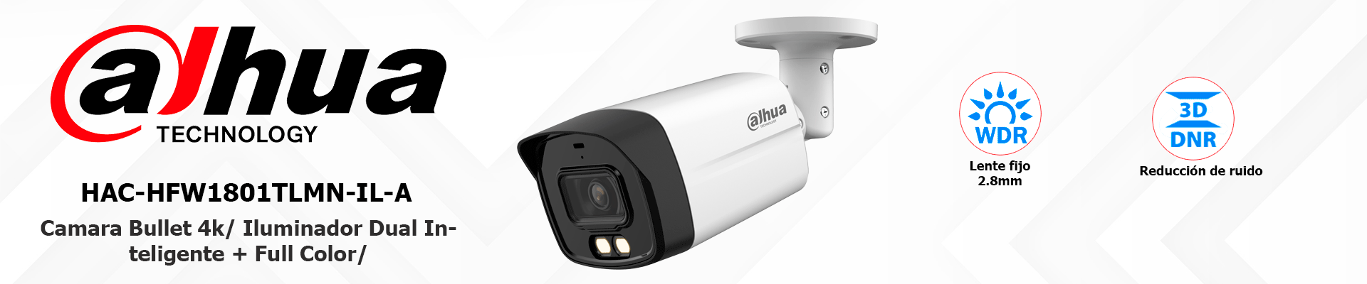 DAHUA HAC-HFW1801TLMN-IL-A - Camara Bullet 4k/ Iluminador Dual Inteligente + Full Color/ Lente de 2.8 mm/ 106 Grados de Apertura/ Microfono Integrado/ 40 Metros de Iluminación IR y Visible/ WDR Real de 120 dB/ IP67/ - Image 7