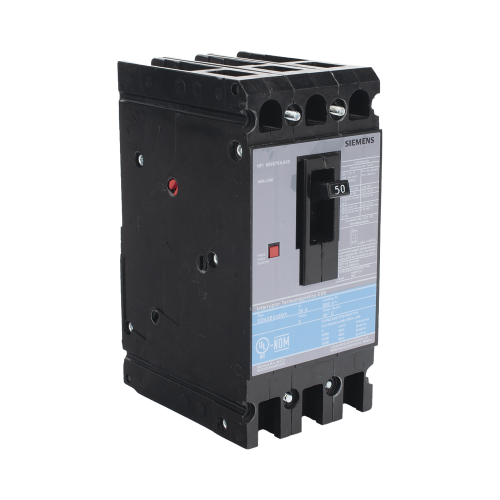 Interruptor Termomagnético ED6 600V 3X50A, Sin zapatas principales. - Image 7