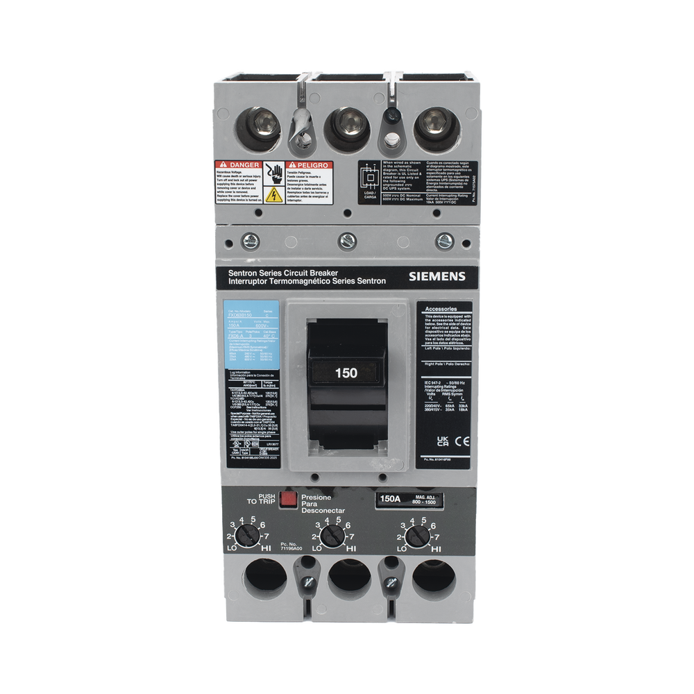 Interruptor Termomagnético 600V 3X150A, Con zapatas principales. - Image 8