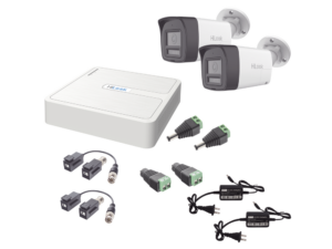 Kit HiLook Audio Bidireccional TurboHD 1080p / DVR 4 Canales / 2 Cámaras Bala (Exterior) con Bocina y Microfóno Integrado / 2 Fuentes de Poder / Accesorios