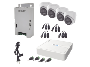 Kit HiLook Audio Bidireccional TurboHD 1080p / DVR 4 Canales / 4 Cámaras Eyeball (Exterior) con Bocina y Microfóno Integrado / 1 Fuente de Poder / Accesorios