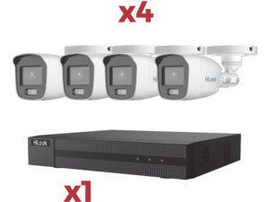 [Kit] DVR 4 Canales TurboHD + 1 Canal IP / 2 Megapixel (1080pLite) / AcuSense Lite / Audio por coaxitron / 1 Bahia de disco duro / 4 Cámaras 2 Megapixel tipo Bala / ColorVu Lite + Microfono Integrado