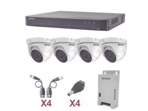 KIT TurboHD 1080p / DVR 4 Canales / 4 Cámaras Eyeball (exterior 2.8 mm) / Transceptores / Conectores / Fuente de Poder Profesional
