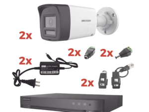 Kit Audio Bidireccional TurboHD 1080p / DVR 4 Canales / 2 Cámaras Bala (Exterior) con Bocina y Microfóno Integrado / 2 Fuentes de Poder / Accesorios