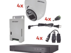 Kit Audio Bidireccional TurboHD 1080p / DVR 4 Canales / 4 Cámaras Eyeball (Exterior) con Bocina y Microfóno Integrado / 1 Fuente de Poder / Accesorios