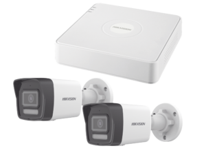 Kit IP 1080p (2 Megapixel) / NVR de 4 Canales con 4 Puertos PoE / 2 Cámaras Bala IP con Microfono Integrado / ColorVu Lite y ACUSENSE Lite