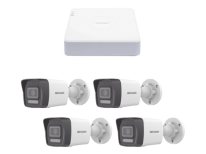 Kit IP 1080p (2 Megapixel) / NVR de 4 Canales con 4 Puertos PoE / 4 Cámaras IP Bala ColorVu Lite y ACUSENSE Lite / Micrófono Integrado
