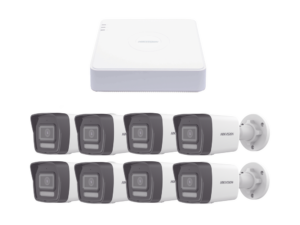 Kit IP 1080p (2 Megapixel) / NVR de 8 Canales con 8 Puertos PoE / 8 Cámaras IP Bala ColorVu Lite y ACUSENSE Lite / Micrófono Integrado