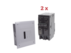 Kit Centro de Carga 4P para empotrar con 2 Interruptores Térmicos de 2 Polos, 20Amp 120/240Vca 10kA.
