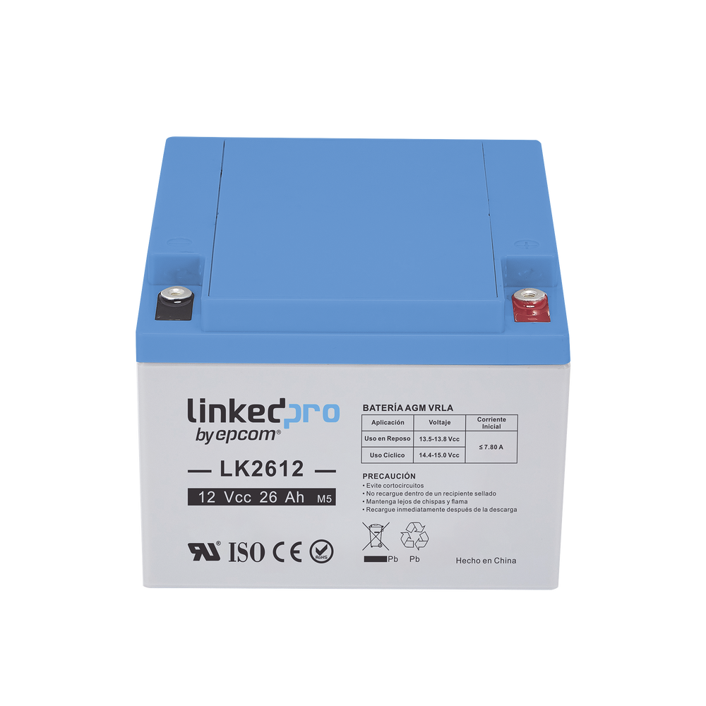 Batería 12 V / 26 Ah / UL / Tecnología AGM / Vida útil promedio de 5 años /Para uso en equipo electrónico, Alarmas de Intrusión / Incendio/ Control de acceso / Video Vigilancia / Terminales M5 - Image 2