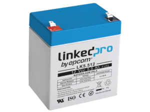 Batería 12 V / 5.5 Ah / UL / Vida útil promedio 5 años / Tecnología AGM / Para uso en equipo electrónico, Alarmas de Intrusión / Incendio/ Control de acceso / Video Vigilancia / Terminales F1 ( Incluye adaptador F