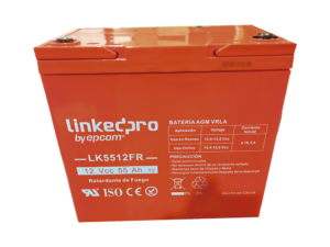 Batería 12 V / 55 Ah / UL / Tecnología AGM-VRLA / Vida útil promedio de 5 años / Retardo a la flama / Para uso en equipo electrónico, Alarmas de Intrusión / Incendio/ Control de acceso / Video Vigilancia / Termina