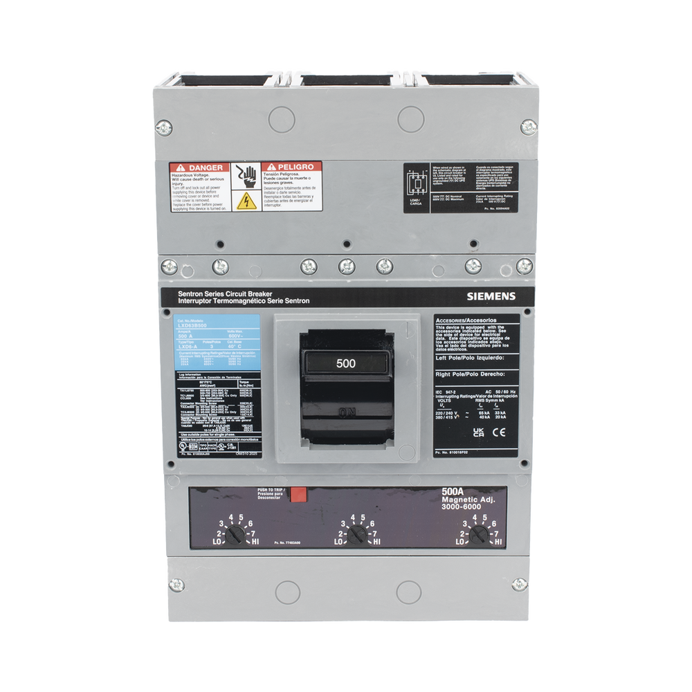 Interruptor Termomagnético 600V 3X500A, Sin zapatas principales. - Image 5