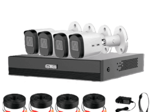 SAXXON SUA-KIT/XVR1E04-I/4-B20M-0280B-Kit de 4Canales HDCVI 1080P/4 Cámaras B20M de 2.8mm con Campo de Visión de Hasta 100°/Grabador Soporta Hasta 5 Canales IP yDetección de Movimiento Inteligente/Cámaras Fabricadas en Metal deAlta Duración#GSA #GSS