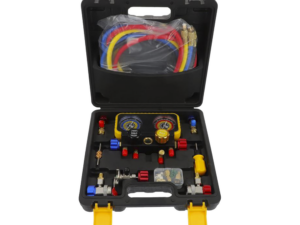 Manómetro de 4 vías con Accesorios para Gas refrigerante  R410A/ R32/ R134A/R22