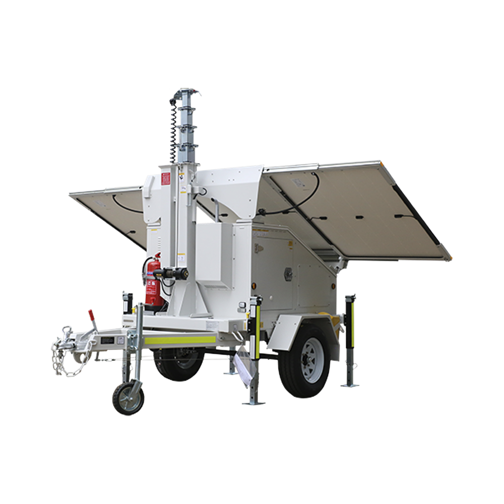 Traila / Remolque con Mástil Retráctil de 7.5 m. para Videovigilancia o Iluminación, con Bases para Instalar Paneles Solares y Baterías (No incluidos) - Image 5