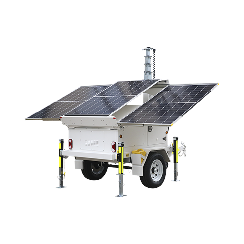 Traila / Remolque con Mástil Retráctil de 7.5 m. para Videovigilancia o Iluminación, con Bases para Instalar Paneles Solares y Baterías (No incluidos) - Image 6