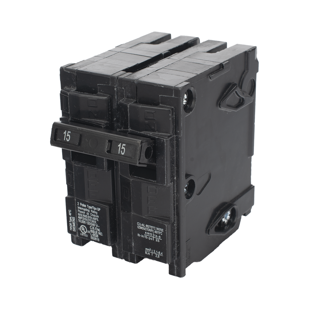 Interruptor automático enchufable tipo QP 2 polos, 15 amp