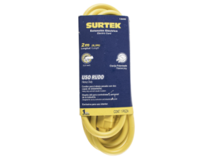 Extensión Eléctrica de Uso Rudo 2 metros / 127 V CA 10 A Máximo /  Color Amarillo.
