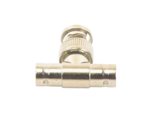 Adaptador en T para 75 Ohm de Conector BNC Macho a Doble BNC Hembra, Níquel/ Oro/ Teflón.
