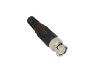 Conector BNC macho en 75 Ohm con Base de Alivio Plástica Negra para Cable Coaxial RG-59/ Níquel/ Oro / Teflón.