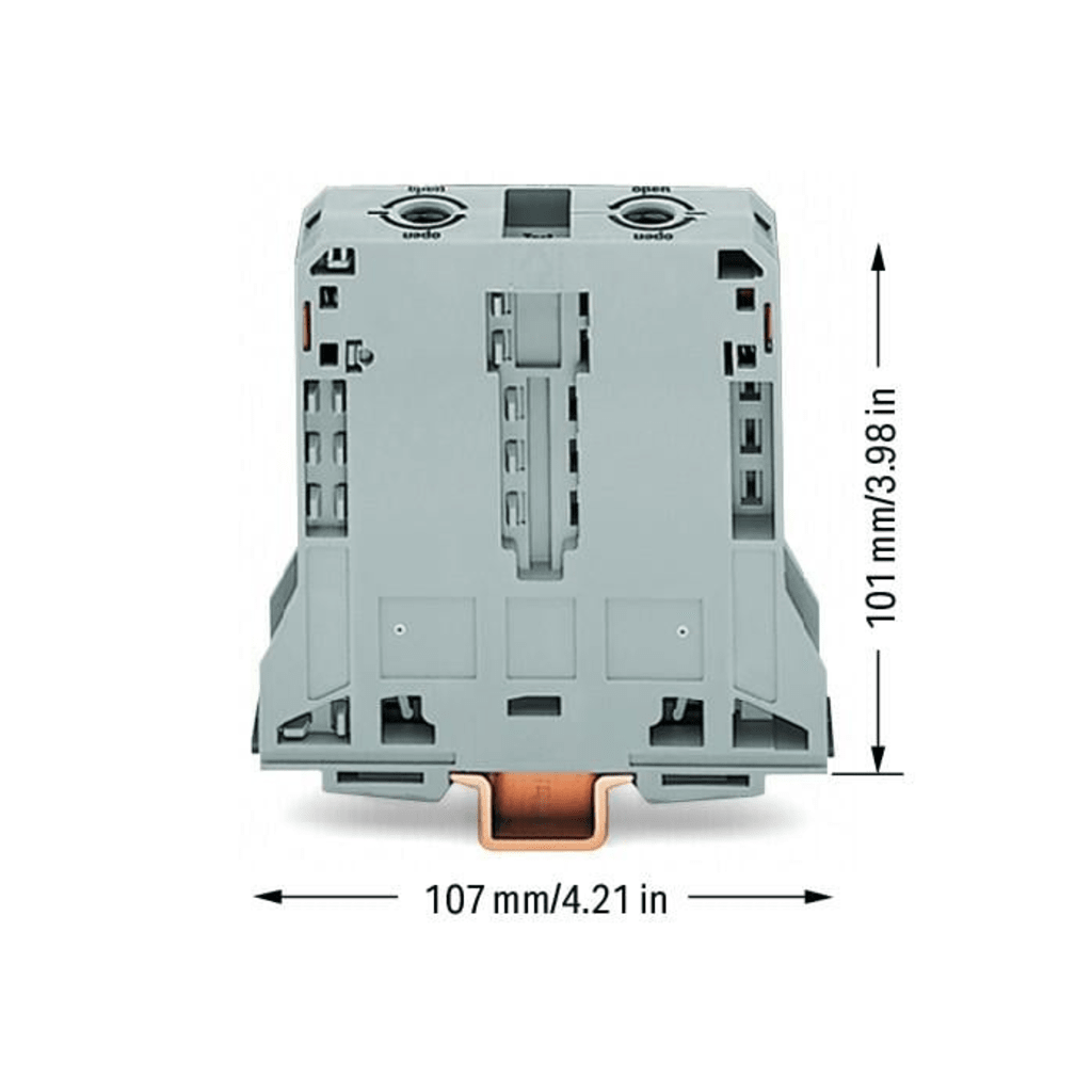 Borna de Paso para Corrientes Elevadas, 95 mm², POWER CAGE CLAMP, 2 Puntos de Conexión, 232 A, 1000 V, Montaje Carril DIN 35x15, Gris - Image 2