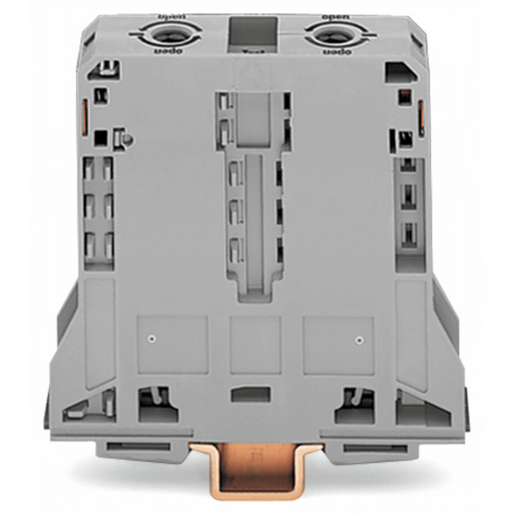 Borna de Paso para Corrientes Elevadas, 95 mm², POWER CAGE CLAMP, 2 Puntos de Conexión, 232 A, 1000 V, Montaje Carril DIN 35x15, Gris