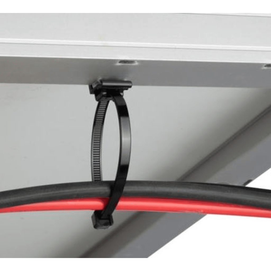 Cincho de Nylon 6.6 Solar Clip, 188mm largo x 14mm ancho, Color Negro, Exterior Resistente a Rayos UV, Paquete de 100pz