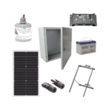 Kit Solar de 12 Vcc para alimentar energizador de cerca electrificada. Instalación de panel en poste.