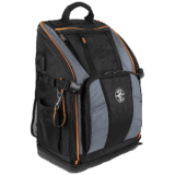 Mochila Profesional para Herramientas / 27 Bolsillos / Acceso Rápido y Estación de Trabajo / Base Moldeada Ancha / Interior Naranja / USB-C / Soporte para Lámpara