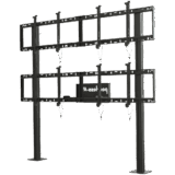 Soporte Modular para Video Wall Pedestal 2x2 / Ajuste Micro Sin Herramientas / 8 Puntos de Alineación / Capacidad 500 lb / VESA 200x200 a 600x400 mm / Estructura Aluminio / Gestión Cableado Integrada / Almacenamiento Multimedia