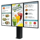 Montaje Tipo Kiosco para exterior compatible con Pantallas de 55" Samsung OH55AS / Diseño Ultradelgado / METAL / Exterior IP65 / Base Pedestal 8" / Soporte para 3 pantallas