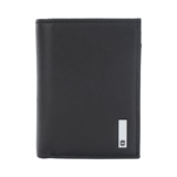 Cartera Athens Negra de Piel con Compartimento de Micromalla para ID. Doblable en 3 Partes con Divisor de Billetes. Pocket Wallet