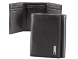 Cartera Athens Negra de Piel con Compartimento de Micromalla para ID. Doblable en 3 Partes con Divisor de Billetes. Pocket Wallet