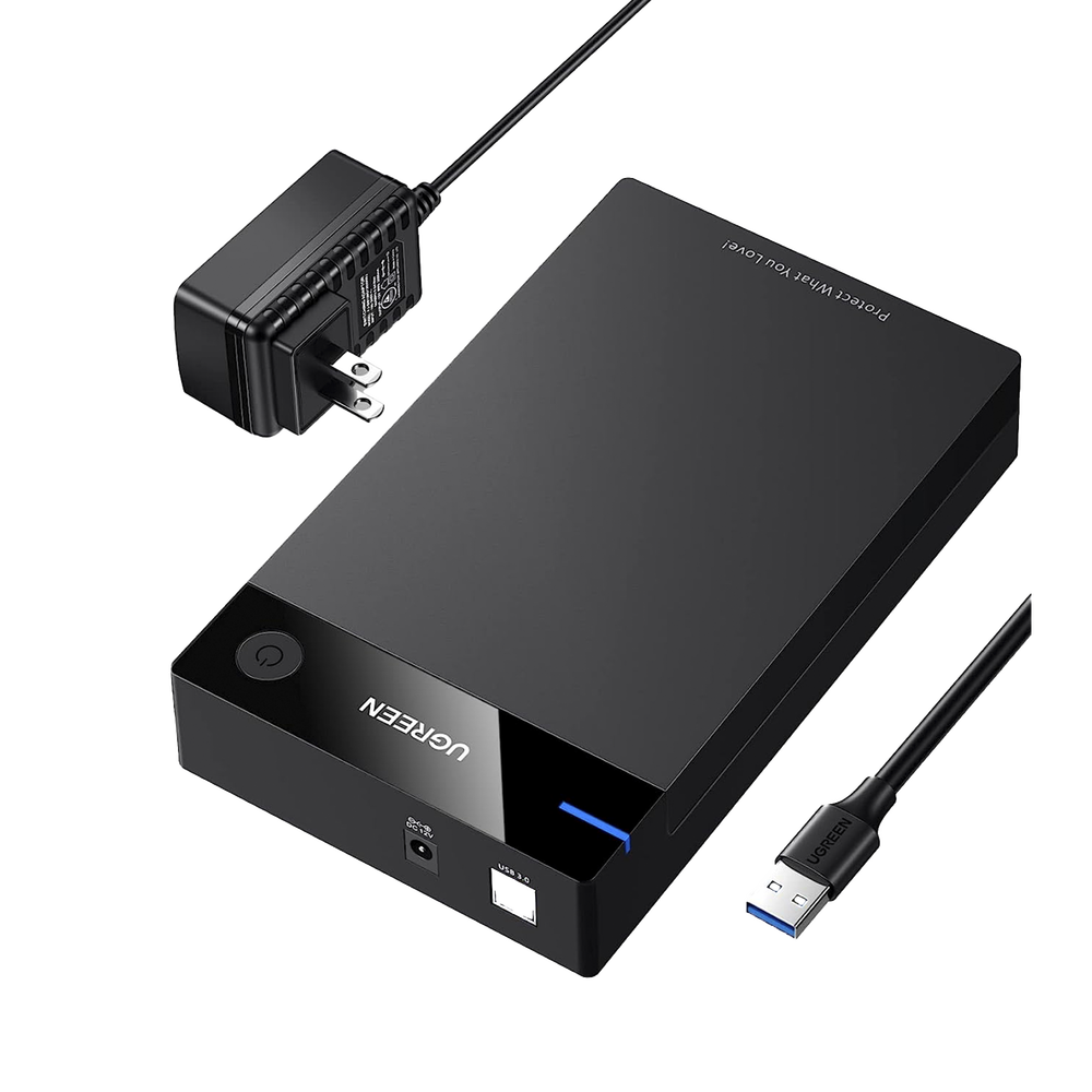 Carcasa de Disco Duro para 3.5" y 2.5" (Enclosure) | Con Cable USB 3.0 | Para HDD 3.5" / SSD 2.5" | SATA I/II/III | UASP | Hasta 16 TB | Compatible con Windows, Linux, Mac OS | No Requiere Controlador | Cable 1m | Incluye Adaptador d