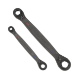 Juego de 2 llaves Estriadas de Matraca 4 en 1 con 8 Medidas Inglesas 1/2-5/8″, 3/4-9/16″, 1/4-3/8″, 7/16-5/16″