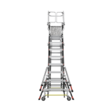 Escalera de Fibra de Vidrio  con Jaula de 8′-14′ (2.44 – 4.27 m). Con Ajuste en Ruedas (RATCHET™ Leveler) (SKU:18515-817).