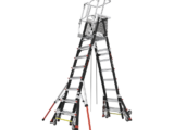 Escalera de Fibra de Vidrio  con Jaula de 8'-14' (2.44 - 4.27 m). Con Ajuste en Ruedas (RATCHET™ Leveler) (SKU:18515-817).
