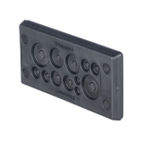 Pasacables Rectangular de Membrana, IP66, 3.39″ x 1.42″, 12 orificios, para Cables no Terminados. Color Negro