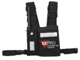 Pechera Universal con soporte para radio, sostén de bolígrafo y seguridad para la bolsa con cinta adherente. Logo TX-PRO.