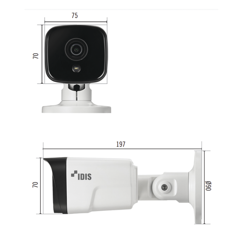 Bala IP 8MP (Intelligent Codec) | Lente Fijo 3.3 mm | microSD (256 GB) | IK10/ Exterior IP67 | IR 30 m | Entrada/Salida de Alarma | POE | Audio de Dos Vias | ICR Dia/Noche | Videoanalitico Embebidos - Image 2