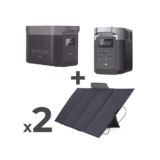 Kit de Estación de Energía Portátil 2048Wh + Batería Externa 2048Wh + 2 Paneles Solares Flexibles 400W (4096Wh, 800W Totales)