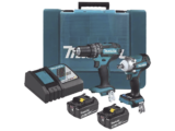 Kit de Rotomartillo Atornillador DHP482 + Atornillador de Impacto DTW301, incluye 2 Baterías BL1850B, 1 Cargador DC18SD y Maletín Plastico