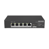 Switch PoE+ Industrial de Escritorio / Administrable / 4 Puertos 10/100 Mbps PoE+ / 1 Puerto 1000 Mbps Uplink / 1 Puertos SFP  /  Configuración Nube Hik-PartnerPro / Modo Extendido hasta 300 Metros / 60 Watts