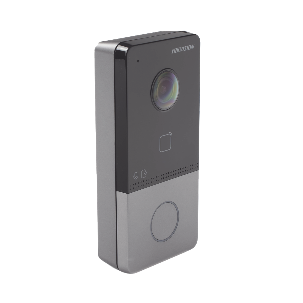 Videoportero IP 2 Megapixel / PoE Estandar / IP65 / Apertura desde Hik-connect / Soporta 1 Departamento y Hasta 6 Monitores / Soporta Tarjetas Mifare / 1 Salida Relay